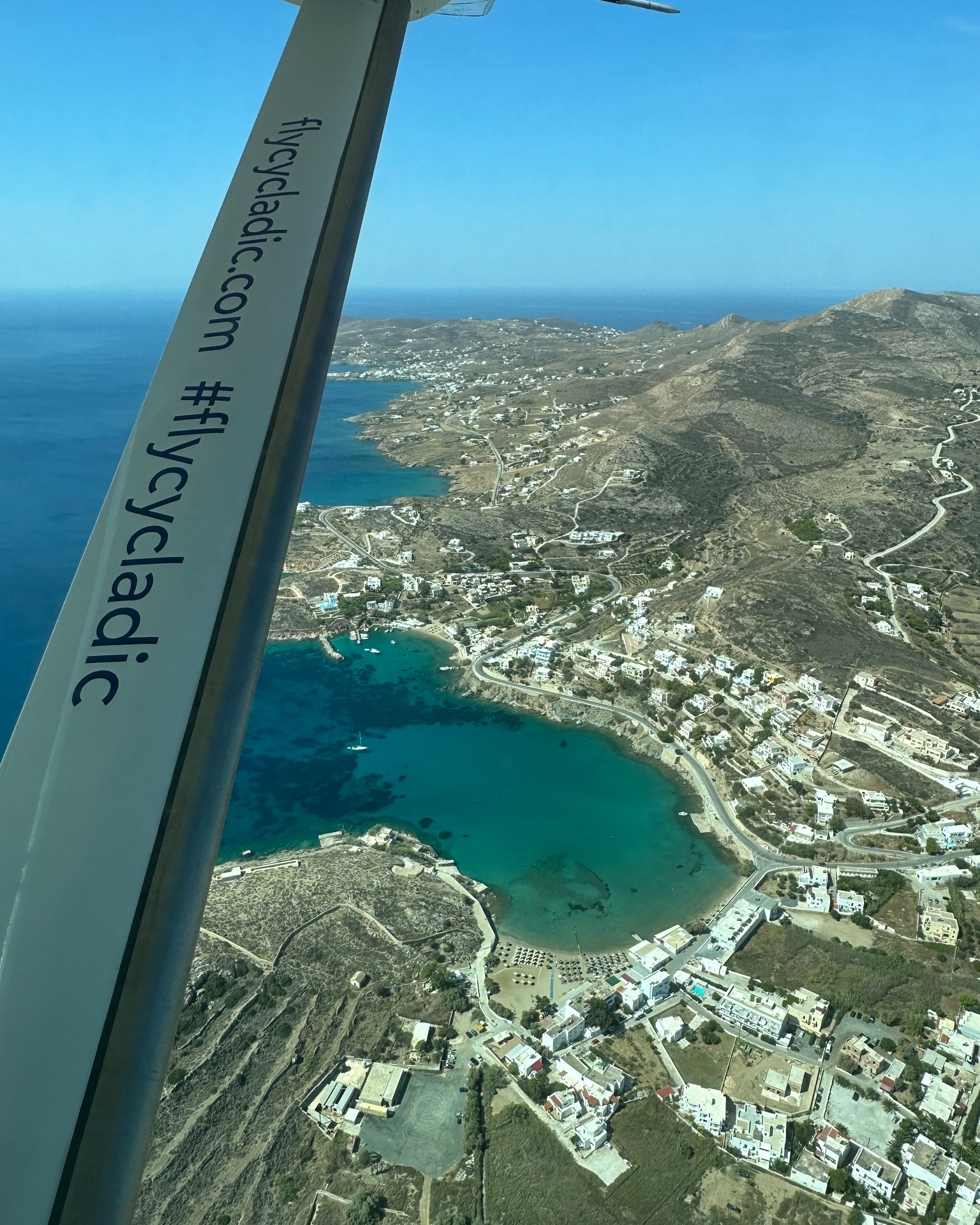 Between sea and sky — this is how Greece unfolds with Fly Cycladic.✈️ 

#FlyCycladic #CloserThanEver #PrivateViews #CycladicAir #aviationlavers #flycessna