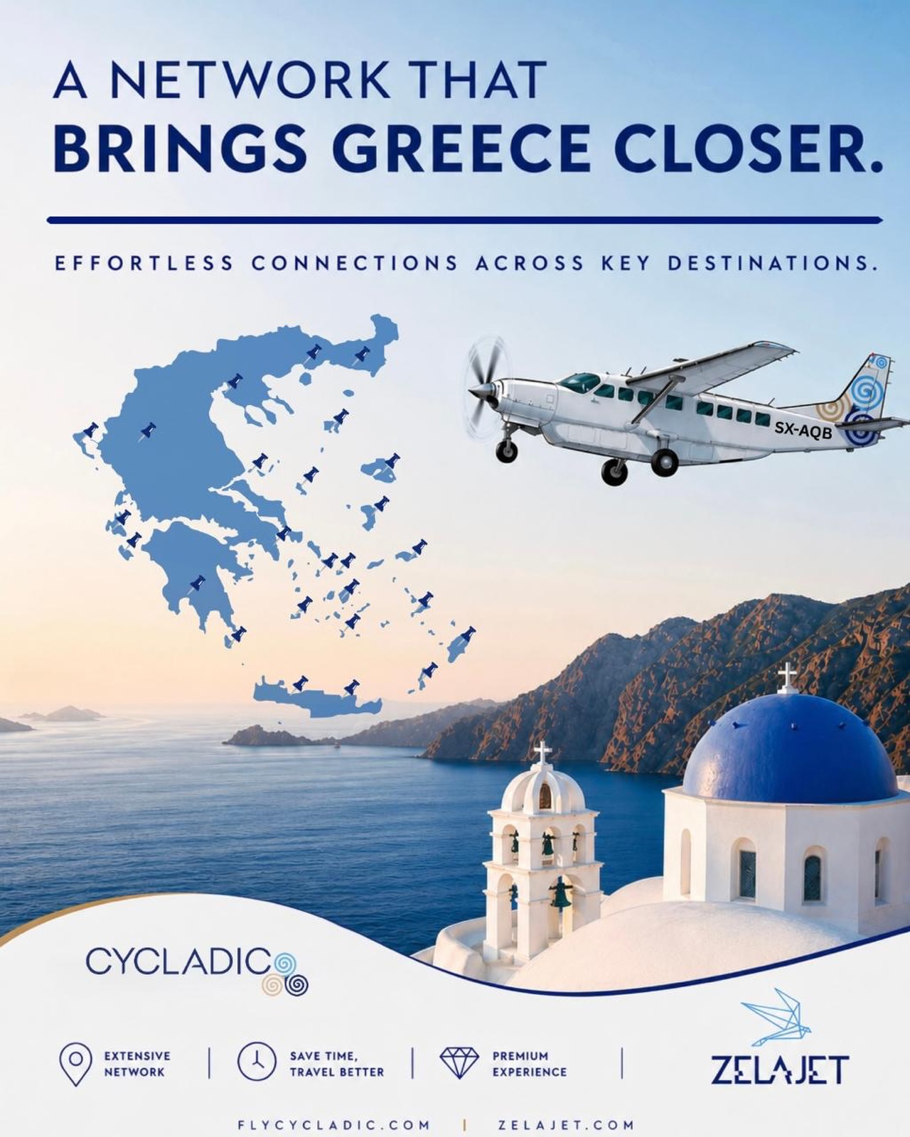 A shared vision of seamless connectivity across Greece.🇬🇷
Through the collaboration of FlyCycladic and ZelaJet, reaching key destinations becomes faster, smoother, and more effortless than ever.

#FlyCycladic #ZelaJet #PrivateAviation #CloserThanEver #Greece