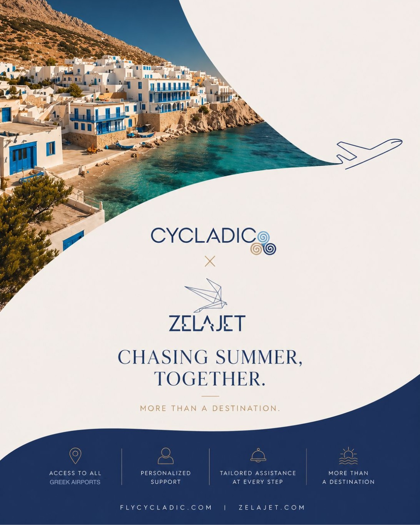 Chasing summer across Greece.
Fly Cycladic and ZelaJet redefine island travel through seamless access and thoughtfully curated journeys. 

Let every journey lead to moments worth remembering. ✨

#flycycladic #ZelaJet #PrivateAviation #CloserThanEver #Greece
