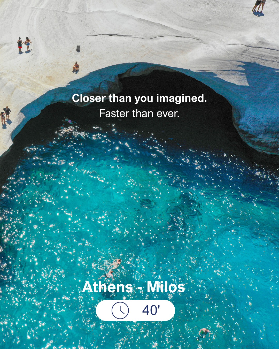 Athens to Milos in just 40 minutes. 
Discover one of Greece's most iconic islands, where crystal-clear waters, breathtaking beaches and unforgettable summer moments await. 🌊

Plan your journey at www.flycycladic.com.

#FlyCycladic #CloserThanEver #Milos #Cyclades #greekislands