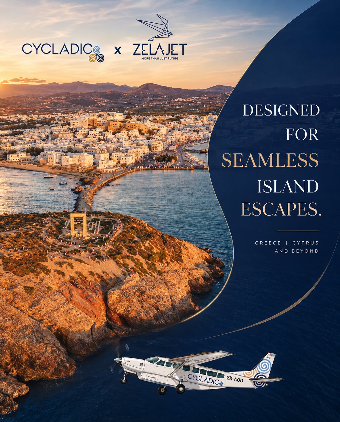 Greece, closer than ever. 🇬🇷✈️
Through our collaboration with ZelaJet, travellers can seamlessly book their FlyCycladic experience and explore Greece with greater flexibility and ease.
From one Greek destination to the next, travel your way.

#FlyCycladic #ZelaJet #PrivateAviation #CloserThanEver #Greece
