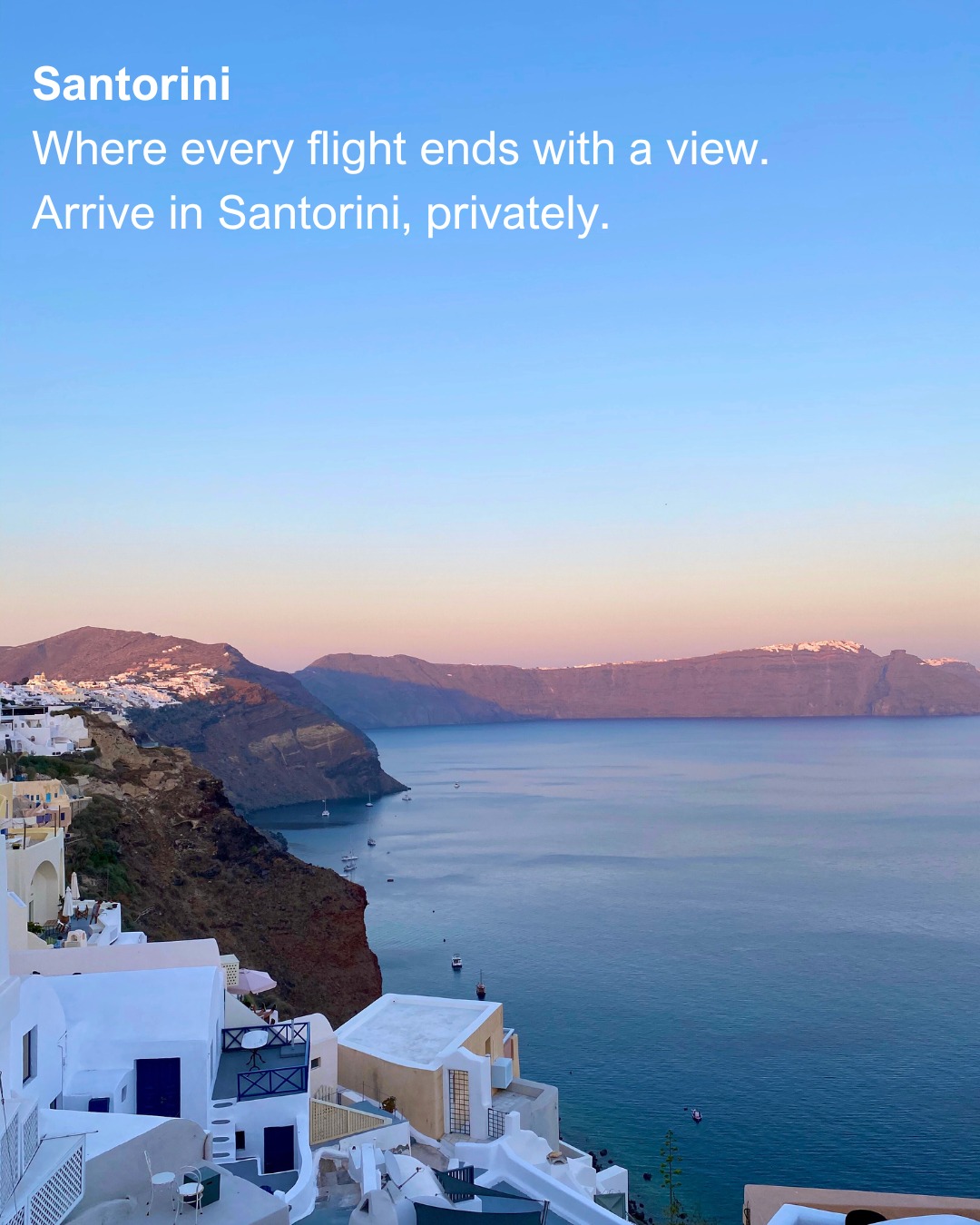 Blue domes. Golden sunsets. Endless Aegean views.
Fly private and experience Santorini from the moment your journey begins. Some destinations are simply unforgettable.

#FlyCycladic #CloserThanEver #Santorini #GreekIslands #CycladesIslands